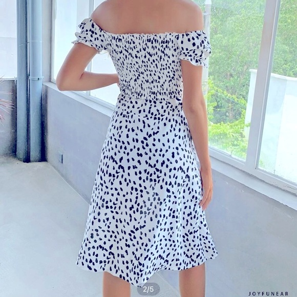 SHEIN Off Shoulder Dalmatian Dress - Picture 3 of 5